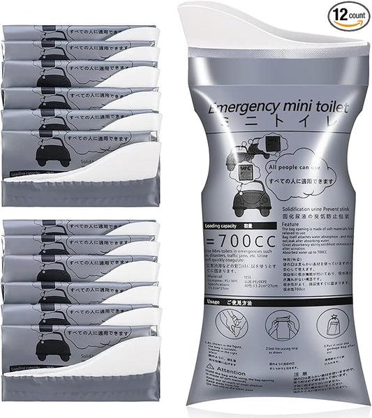 OUMEE 28/23/20/12/8 Pack Disposable Urine Bags, 700ML Travel Pee Bags Unisex Urinal Bag Vomit Bag for Travel Traffic Jam Emergency Portable Camping Urinal Bags for Men Women