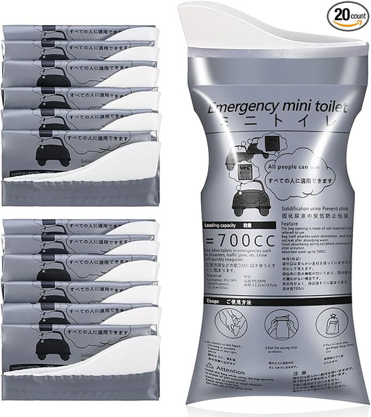 OUMEE 28/23/20/12/8 Pack Disposable Urine Bags, 700ML Travel Pee Bags Unisex Urinal Bag Vomit Bag for Travel Traffic Jam Emergency Portable Camping Urinal Bags for Men Women