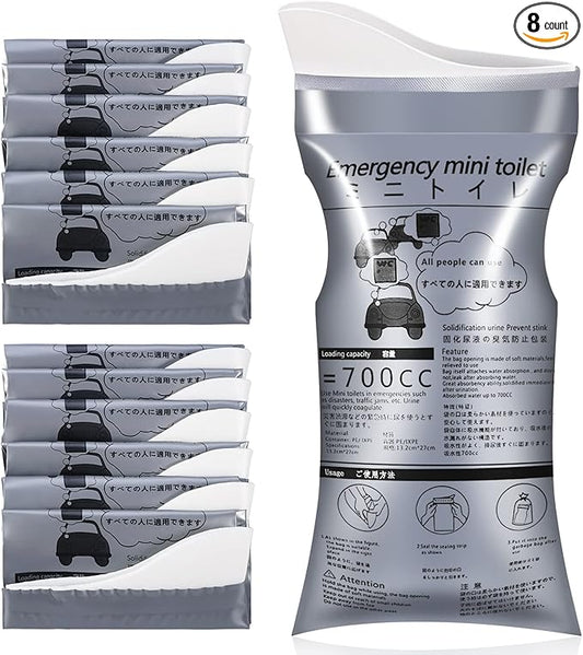 OUMEE 28/23/20/12/8 Pack Disposable Urine Bags, 700ML Travel Pee Bags Unisex Urinal Bag Vomit Bag for Travel Traffic Jam Emergency Portable Camping Urinal Bags for Men Women