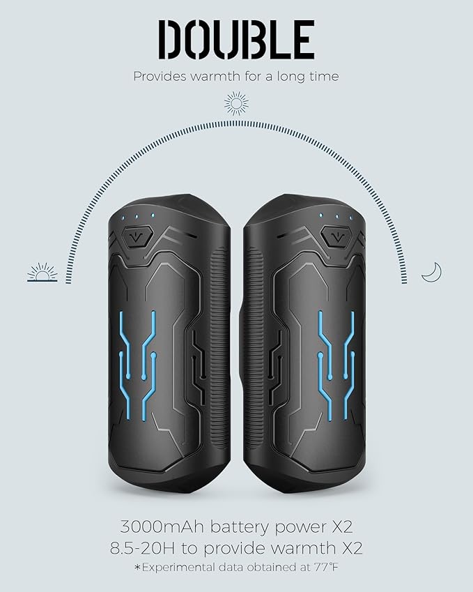Hand Warmers Rechargeable 2 Pack, ROFWIZ 6000mAh Electric Portable Pocket Heater, are Great Warm Gifts for Women, Men, Heat Therapy, Raynauds, Outdoors, Hunting, Golf, Camping Gear