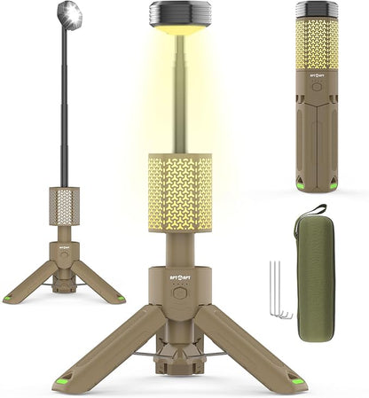 Camping Light Telescopic Camp Lantern Rechargeable 10500mAh Battery Built-in Magnetic Camping Lamp for Emergency, Hiking (Khaki)