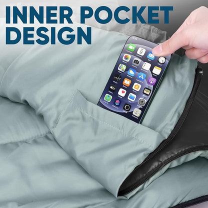 PTEROMY Sleeping Bags for Adults, Lightweight Water Resistant Backpacking Camping Sleeping Bag for Warm Cold Weather, Camping Essentials for Hiking Outdoor Travel