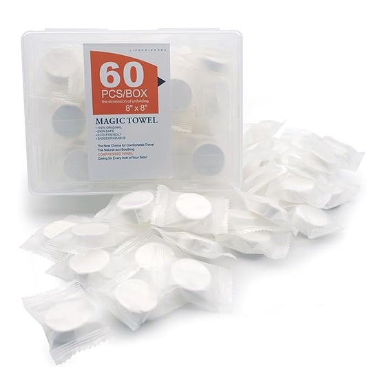 Mini Compressed Towels are Expandable Towels,Compressed Towel Tablets can be Travel Compressed Facial Towels ,Camping Compressed Towelettes,Home Beauty Wipes- Soft, Durable,Thickened Reusable(60Pcs )