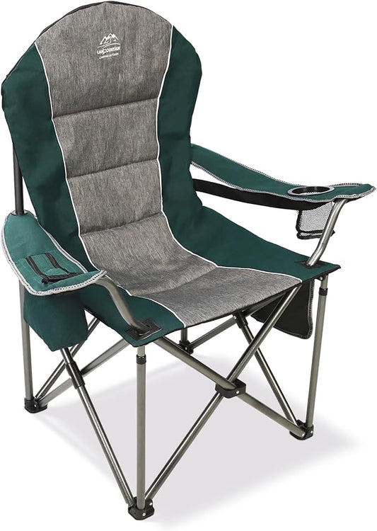 Camping Chairs for Adults,High Back Folding Camp Chair with Cup Holder and Cooler Bag,Heavy Duty Outdoor Lawn Chairs,Perfect for Camping,Hiking,Picnics,and Beach Trips,Dark Green…