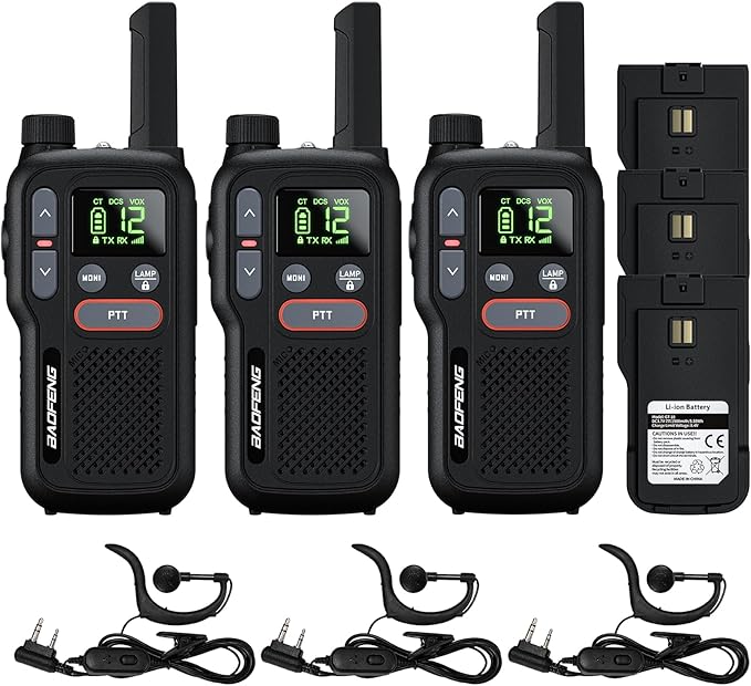 BAOFENG GT-18 Walkie Talkies for Kids Adult, License Free Long Range Rechargeable FRS Two Way Radio,1500mAh Battery, 22 Channels with Scan, Flashlight, for Camping Hiking Family, 3 Pack