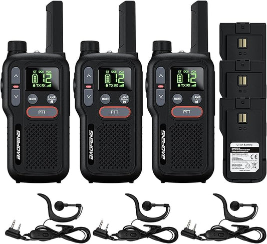 BAOFENG GT-18 Walkie Talkies for Kids Adult, License Free Long Range Rechargeable FRS Two Way Radio,1500mAh Battery, 22 Channels with Scan, Flashlight, for Camping Hiking Family, 3 Pack