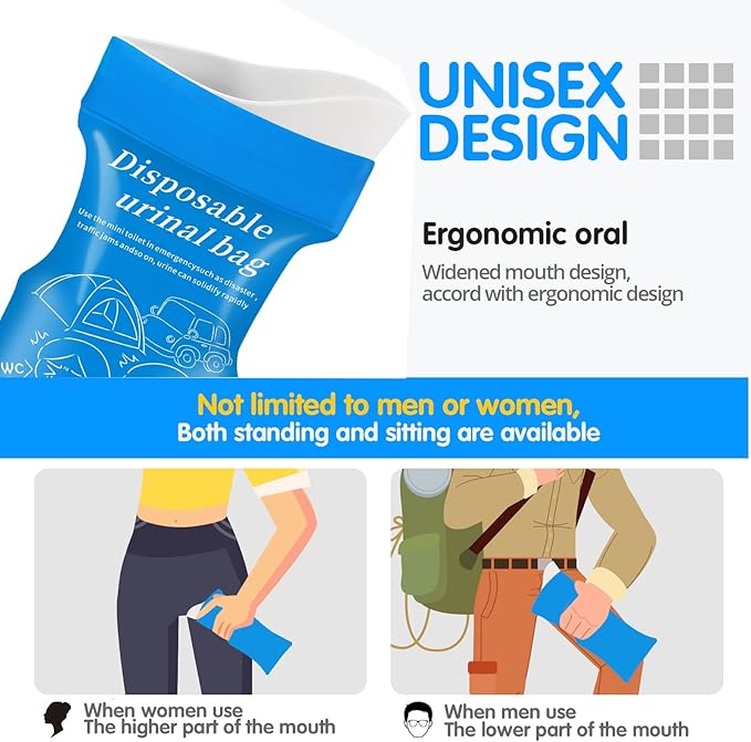Emergency Portable Urine Bag, 6/10/20 Pack Travel Urinal Bag, Unisex Urinal Bag, Disposable Urine Bag Suitable for Camping, Travel, Traffic Jams, Pregnant Women, Children, Patients