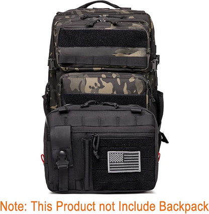 Tactical Molle Admin Pouch of Laser Cut Design,Medical EMT Organizer with Phone Pouch,EDC EMT Pack IFAK Tool Holder with US Patch (Large Black-Without Accessories)