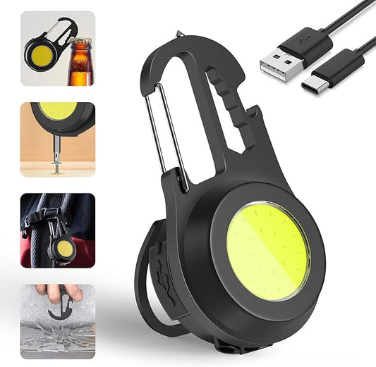 Mini COB Rechargeable LED Flashlight, Portable, Waterproof, Foldable, 800 Lumen, 4 Modes, Magnetic Stand, Battery Powered