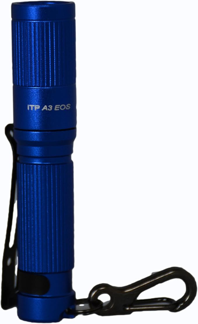 ITP A3 EOS CREE XP-G2 Keychain Flashlight - 150 Lumen with 3 Levels of Output (Low, Medium, High) - LED with Anti-Scratching Lens, 1xAAA Battery Compatible (Included) - Blue