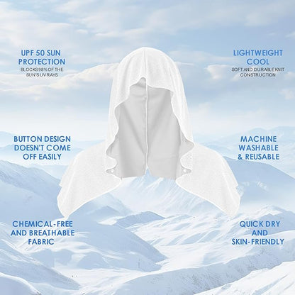 Cooling Hoodie Towels for Neck and Face, UPF 50 Sun Protection & Instant Cooling, Ice Towels for Hot Weather, Soft Breathable Towel for Sport, Work Out, Gym, Camping & More Activities