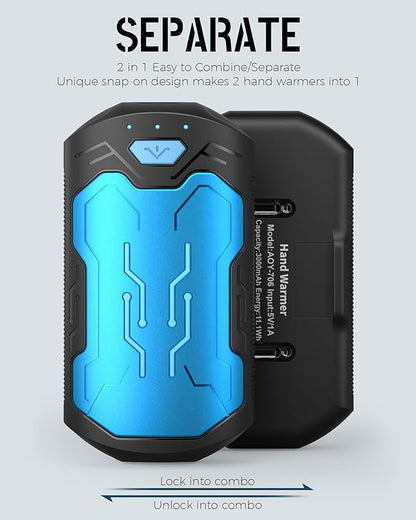 Hand Warmers Rechargeable 2 Pack, ROFWIZ 6000mAh Electric Portable Pocket Heater, are Great Warm Gifts for Women, Men, Heat Therapy, Raynauds, Outdoors, Hunting, Golf, Camping Gear