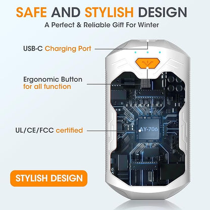 Hand Warmers Rechargeable, 2 Pack 20Hrs Long Heating Pocket Size Electric Handwarmers, Portable USB Hand Warmer Heater Therapy Great Gift for Christmas Outdoors, Hunting, Golf, Camping Men Women