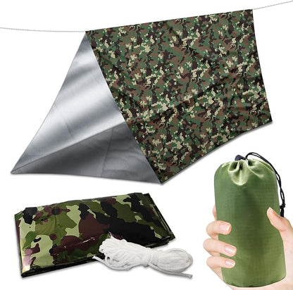 Ultralight Survival Tent 2 Person Emergency Shelter Outdoor Thick Emergency Blankets Nylon Stuff Sack Tube Tent Survival Tarp Camping & Outdoor Survival Kits for Camping Hiking Car Use