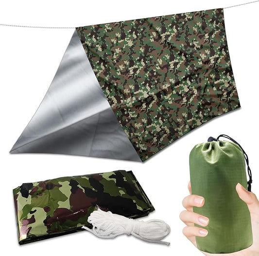 Ultralight Survival Tent 2 Person Emergency Shelter Outdoor Thick Emergency Blankets Nylon Stuff Sack Tube Tent Survival Tarp Camping & Outdoor Survival Kits for Camping Hiking Car Use