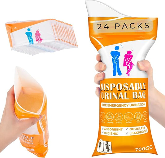 Urine Bag Pee Bag,12/24 Packs 700ML Disposable Urinal Bag for Travel, Emergency Portable Pee Bag and Vomit Bags, Toilet Bag for Camping, Traffic Jams, Pregnant, Patient, Kids