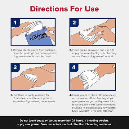 Adventure Medical Kits QuikClot Gauze - for Emergency Survival Kit, Doomsday Prepping Supplies & More - Stops Bleeding Fast with Kaolin - Flexible Hemostatic Medical Gauze - 3" x 24" (2 Strips)