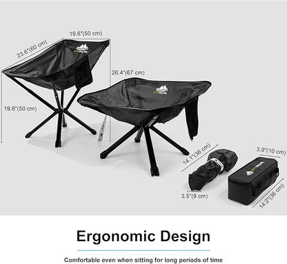 Camping Chairs for Adults, Supports 600 Lbs Lightweight Folding Camping Chair, Collapses to Size of Water Bottle Portable Camping Chair for Outdoor, Beach, Lawn, Travel, Picnics