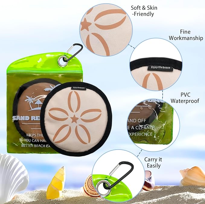Sand Remover for Beach,Portable Sand Remover,Rich in Natural Micro Corn Endosperm Essence Powder,Without of Talc and Fragrance,Soft and Skin-Friendly Suitable for The Whole Family