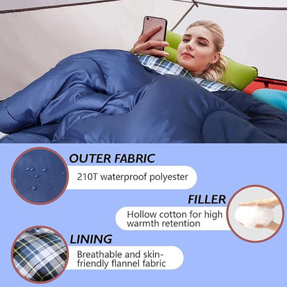 Flannel Sleeping Bag Cotton 0 Degree Cold Weather for Adults XXL Wearable Sleeping Bag 4 Seasons Waterproof with Compression Sack
