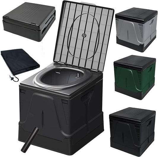 Camping Toilet, Composting Toilet with Biodegradable Bags, Portable Potty for Adults, Folding Toilet for Car Camping Hiking Long Trips Beach