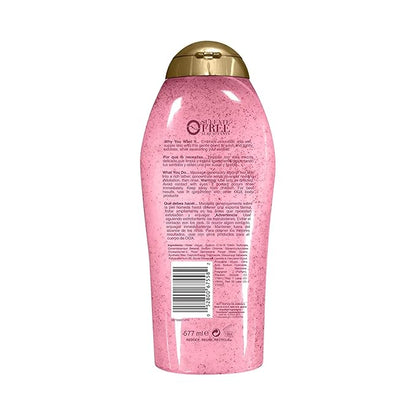 OGX Sensitive + Pink Sea Salt & Rosewater Sulfate-Free Soothing Body Scrub with Healing Rose Quartz, Gentle Exfoliating Daily Body Wash to Soften & Smooth Skin, 19.5 Fl Oz
