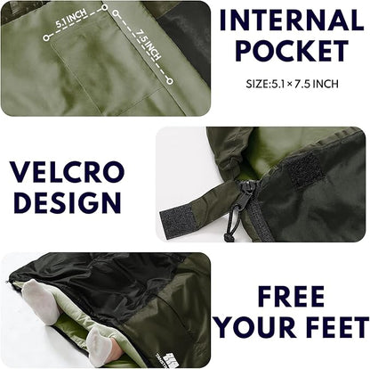 0 Degree XXL Sleeping Bags for Adults Cold Weather,Camping Sleeping Bag with Compression Sack for Winter Hiking, Hunting,Traveling