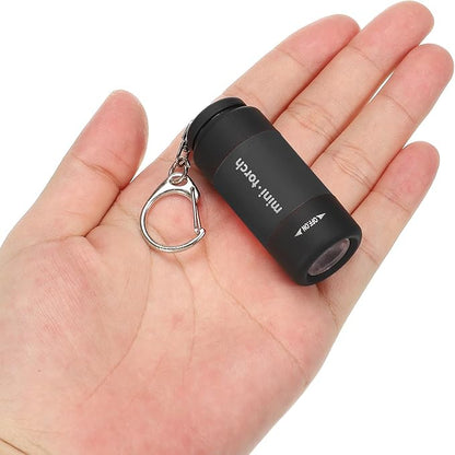 PATIKIL 2.1" Mini Rechargeable LED Keychain Flashlight, EDC Portable Small Torch with USB Charging for Everyday Carry, Black
