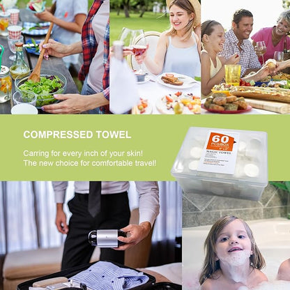Mini Compressed Towels are Expandable Towels,Compressed Towel Tablets can be Travel Compressed Facial Towels ,Camping Compressed Towelettes,Home Beauty Wipes- Soft, Durable,Thickened Reusable(60Pcs )