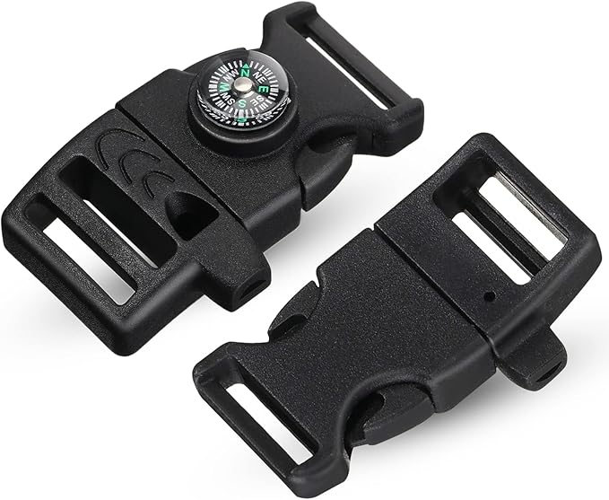 Jexine 50 Pcs Compass Buckle Clips Plastic Paracord Buckles Bracelets Accessories for Camping Travel Emergency Survival