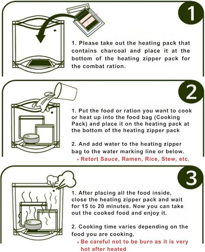 Portable Flameless Heating Pack Kit (3pcs) - Ideal for Camping, Backpacking, Hiking & Emergency Use - MRE Flameless Ration Heater for Outdoor Enthusiasts