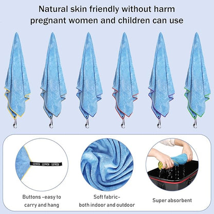 4 Pack Microfiber Camping Towels, Gym Towels Quick Dry Beach Towel with Travel Waterproof Accessory Bag,Super Absorbent Quick Dry Towels for Adults Kids (6, Green)