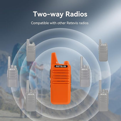 Retevis RT22 Rechargeable Walkie Talkies, Long Range Two Way Radio for Adults, Portable Handheld Radio, Voice Activated, Emergency Alarm, Outdoor Hiking Travel(4 Pack, Orange)