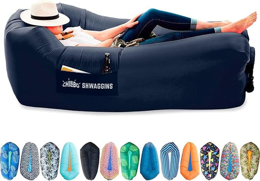 Chillbo Shwaggins Inflatable Couch – Cool Inflatable Chair Easy Setup is Perfect for Hiking Gear, Beach Chair and Music Festivals. (Royal Blue)