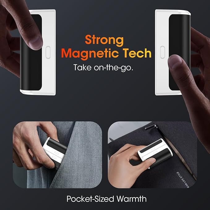 Magnetic Hand Warmers Rechargeable 2 Pack 6000mAh Electric Portable USB Hot Pocket Sized Hand Warmer 18Hrs Long Heating Heater Therapy Gifts for Men Women Camping,Hunting,Golf,Travel Essentials