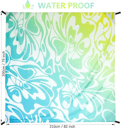 Beach Blanket, Sandproof Beach Mat, Waterproof Quick Drying Lightweight Outdoor Aztec Picnic Mat 79" X 83" for 2-4 Adults with Pocket for Travel, Camping, Hiking