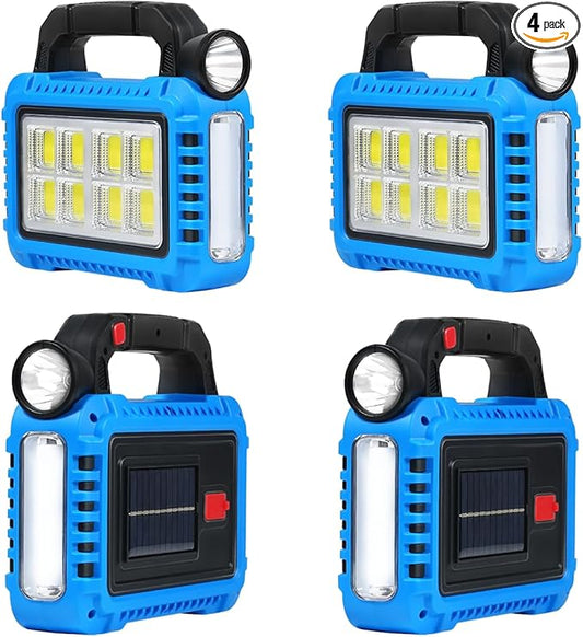 4 Pack Lantern Camping Essentials Accessories Gear Solar Lights, LED Flashlight for Power Outages, Rechargeable Tent Lights for Emergency, Hurricane, Survival Kits, Operated Lamp
