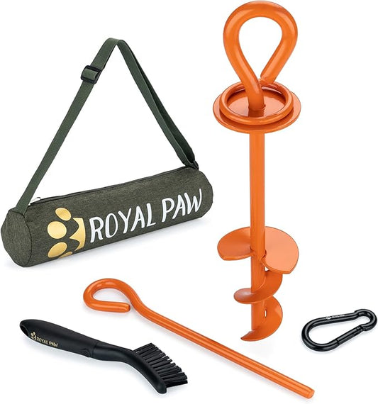 Dog Tie Out Stake - Heavy Duty Dog Stake for Large Dogs up to 125 lbs, Dog Stakes for Outside, Dog Anchor, and Dog Gadget | Use Any Dog Tie Out Cable or Dog Yard Leash