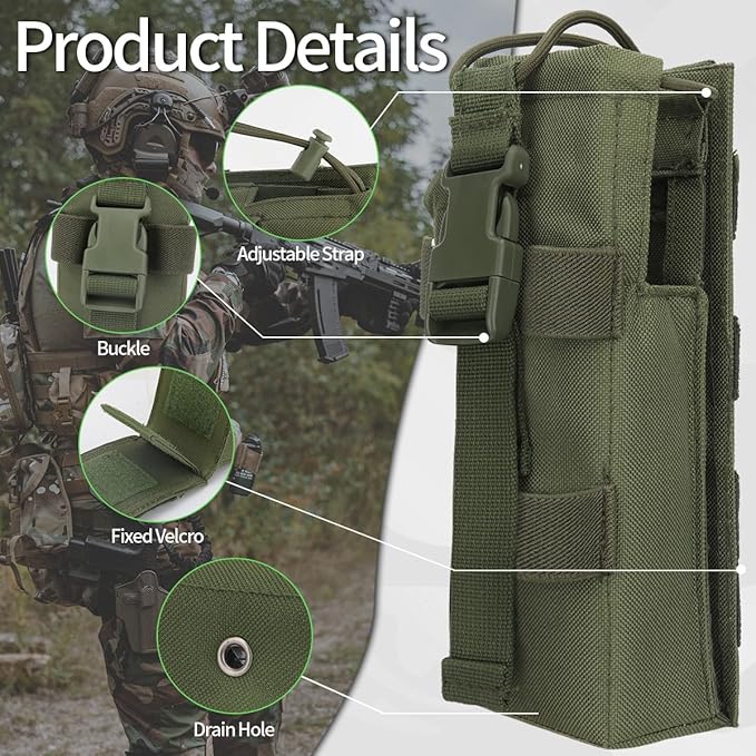 Tactical Molle Radio Holster Holder Case Military Heavy Duty Radios Holster Bag for AR-152 AN/PRC-152 148 UV-25 Two Ways Walkie Talkies Adjustable Storage