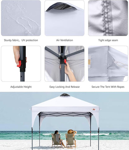 ABCCANOPY Outdoor Pop up Canopy Tent, 10x10 Instant Portable Canopy for Camping, Beach, Backyard, White