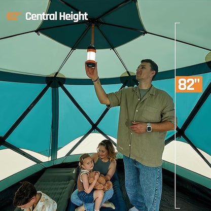 Instant Tents for Camping Pop Up Screen Tent with Floor, 6 Person Large Family Camping Tent with Rainfly and Porch, Easy 60S Setup Hub Tent for Outdoor Picnic Backyard, 11.5x10x6.83FT