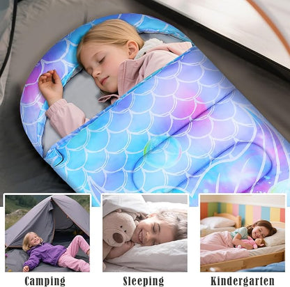 Camping Sleeping Bag for Kids Girls Boys,3 Season Warm Sleeping Bag Waterproof Portable for Outdoors Traveling,Camping