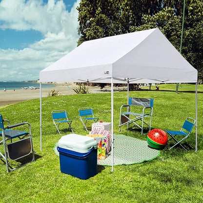 Eurmax USA Patented 10x10 Pop Up Canopy Tent Party Tent Commercial Instant Canopies Shelter with Heavy Duty Roller Bag,Bonus 4 Sand Bags (Snow White)