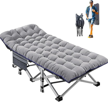 ABORON Oversized Folding Camping Cot for Adults, Double Layer 1200D, 500lb Capacity, Heavy Duty Guest Cot with Mat & Carrying Bag for Indoor & Outdoor Use