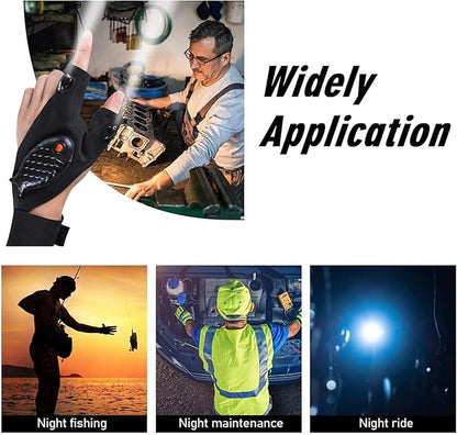 RF REENFAYA Rechargeable LED Flashlight Gloves,Stocking Suffering Gifts for Men Cool Gadgets Tools Flashlight Cycling Great for Night Workers Repairing,Working, Fishing, Camping, Hiking-1 Pair
