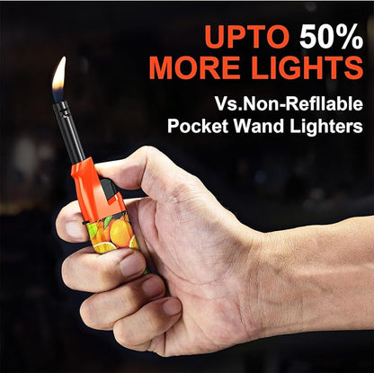 10 Pack Candle Lighter Butane Refillable Lighter 1.5 Inch Extended Wand Soft Flame Multipurpose Lighter for BBQ Grill Fireplace Camping(No Prefilled)