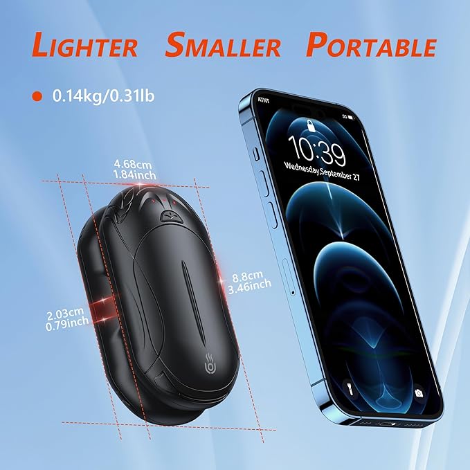 Rechargeable 6000mAh Pocket Hand Warmers - 20Hr Heating, Portable for Outdoor Sports, Camping, Hunting - Warm Gifts for Men, Women