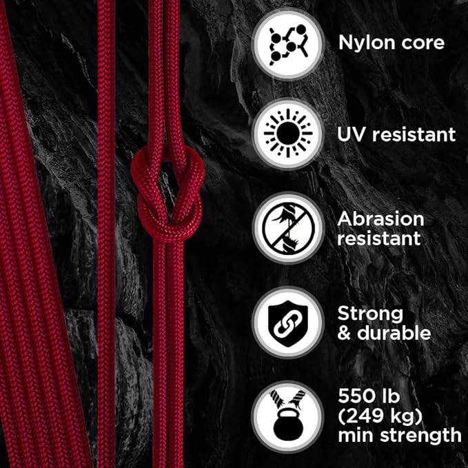 Bundle of 2 Items – TECEUM Paracord Type IV 750 lb Black 50 ft & Type III 550 Red (Fire) 100 ft – 4mm – Nylon Strong Tactical MIL–SPEC Parachute Cord – Survival Emergency EDC Camping Hiking Military