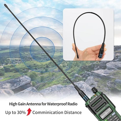BAOFENG UV-9R Pro 8W Ham Radio Long Range Handheld Dual Band Tri- Power Waterproof Rechargeable Walkie Talkies with Programming Cable,Speaker Mic and Type-C Charging Cable for Hunting Survival Gear
