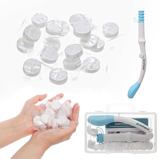 folding wiping toilet aid tool and 20PCS Compressed Washcloth Towels,Combination set,Self Help Wipe Butt for Fat People，Limited Mobility,Elderly, Pregnancy.